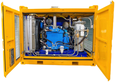 a yellow steel box air compressor