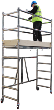 man standing on steel scaffolding